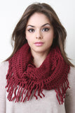 Open Knit Fringe Infinity Scarf