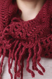 Open Knit Fringe Infinity Scarf