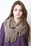 Open Knit Fringe Infinity Scarf