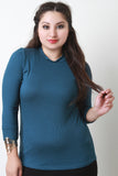 Mock Neck Ribbed Jersey Long Sleeve Top