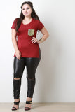 Sequin Pocket Ribbed Jersey Tee