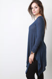 V-Neck Handkerchief Hem Long Sleeve Top