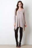 V-Neck Handkerchief Hem Long Sleeve Top