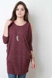 Cold Shoulder Dolman Sleeve Fleece Top