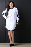 O Patch Trim Long Sleeve Dress