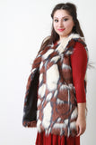 Sleeveless Tri-Tone Long Faux Fur Vest