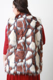 Sleeveless Tri-Tone Long Faux Fur Vest