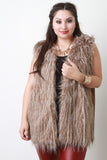 Multicolor Faux Fur Knit Back Sleeveless Vest