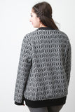 Geometric Pattern Textured Long Sleeves Sweater Top