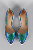 Liliana Hologram Snakeskin Dorsay Pointy Toe Flat