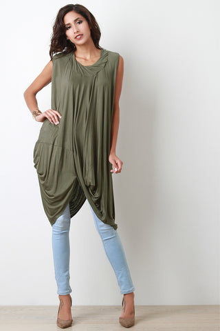 Twisted Cowl Sleeveless Cocoon Top