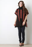 Knit Tribal Turtleneck Poncho Top