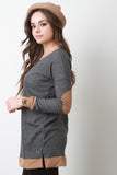 Suede Accent Long Sleeve Knit Top