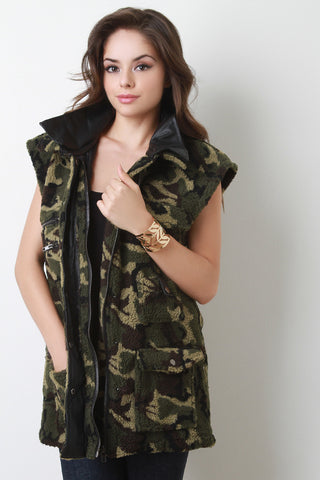 Camouflage Shearling Vest