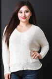 Loose Knit Pocket Long Dolman Sleeves Sweater Top