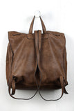 Boxy Suede And Leather Drawstring Backpack