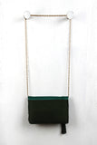 Two-Tone Faux Suede Flap Clutch