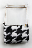 Houndstooth Faux Fur Clutch