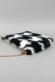 Houndstooth Faux Fur Clutch