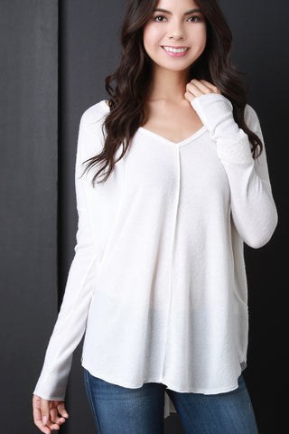 Serged Seam Knit Long Sleeve Top