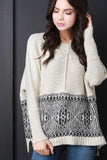 Half Patterned Boxy High-Low Sweater