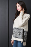 Half Patterned Boxy High-Low Sweater