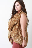 Striped Texture Faux Fur Vest