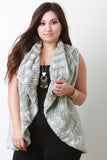 Striped Texture Faux Fur Vest