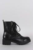 Combat Lace Up Round Toe Lug Sole Ankle Boots