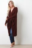 Marled Knit Twisted Long Dolman Sleeves Longline Cardigan