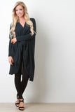 Marled Knit Twisted Long Dolman Sleeves Longline Cardigan