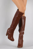 Bamboo Elastic Side Gore Chunky Heel Boots