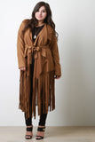 Belted Fringed Suede Trench Coat