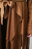 Belted Fringed Suede Trench Coat