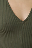 Sleeveless Ribbed Front Slit Midi Dress