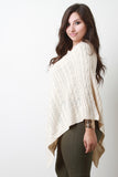 Cable Knit Asymmetrical Poncho