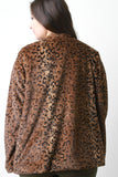 Leopard Faux Fur Open Front Jacket