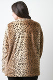 Leopard Faux Fur Open Front Jacket