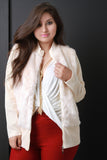 Fur And Ribbed Knit Zip-Up Jacket