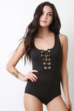 Gold-Tone Eyelet Corset Lace Bodysuit