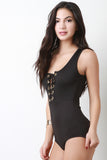 Gold-Tone Eyelet Corset Lace Bodysuit