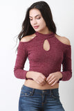 Cold Shoulder Mock Neck Crop Top