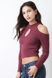 Cold Shoulder Mock Neck Crop Top