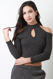 Cold Shoulder Mock Neck Crop Top