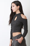 Cold Shoulder Mock Neck Crop Top