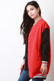 Long Button-Up Letterman Jacket