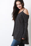 Cold Shoulder V-Neck Cozy Sweater Top