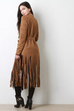 Suede Long Fringe Belted Trench Coat