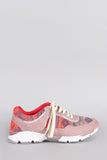 Bamboo Aztec Neon Glitter Lace Up Sneaker