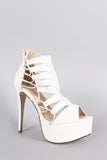 Anne Michelle Strappy Peep Toe Stiletto Platform Heel